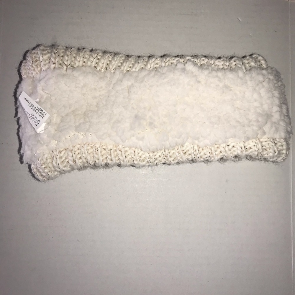 Cable Knit Faux Fur Lined Ear Warmer Headband Cream Gold